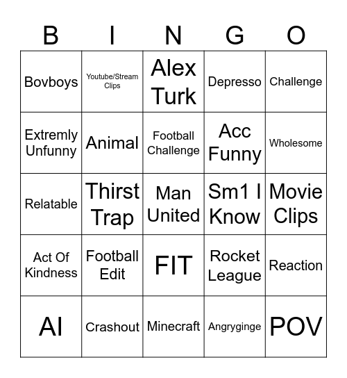 Tiktok Bingo Card