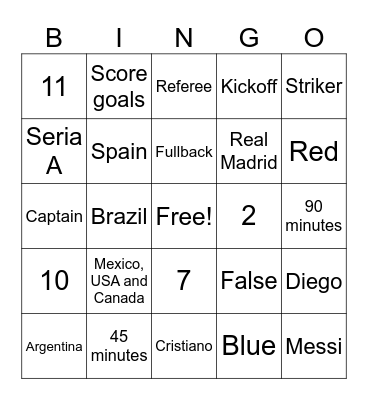 Rafi and Max "Soccer Trivia Bingo" Bingo Card