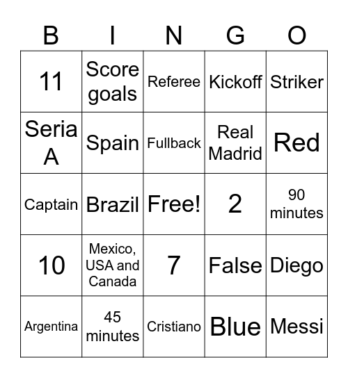 Rafi and Max "Soccer Trivia Bingo" Bingo Card