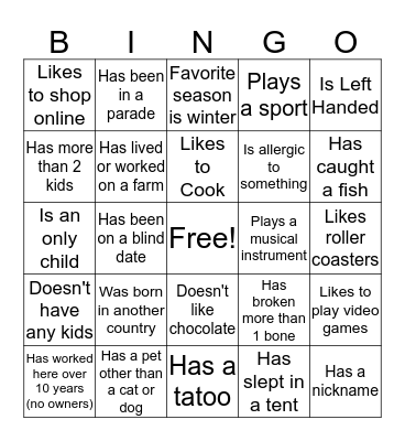 Find Someone Who... Bingo Card