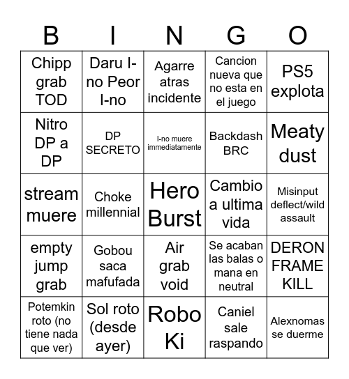 Strove top 89 Bingo Card