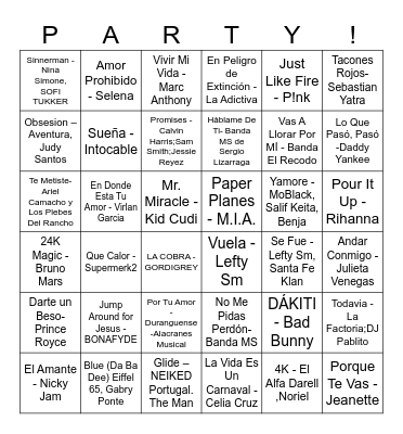 Esmeralda's Birthday Bingo Card