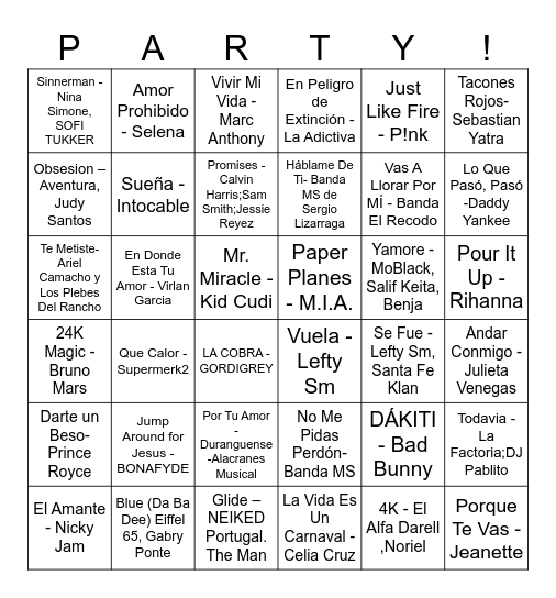 Esmeralda's Birthday Bingo Card
