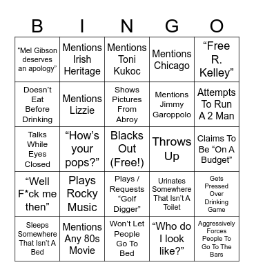 Ryan Cleary Spring Break 2025 Bingo Card