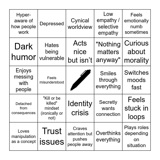 Flowey Kinnie Bingo Card
