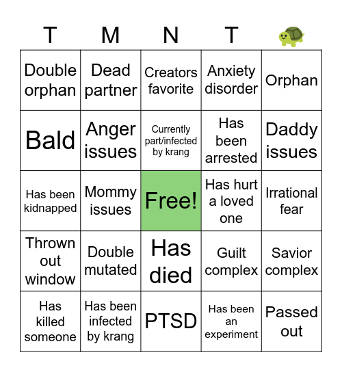 TMNT Angst Bingo!! Bingo Card