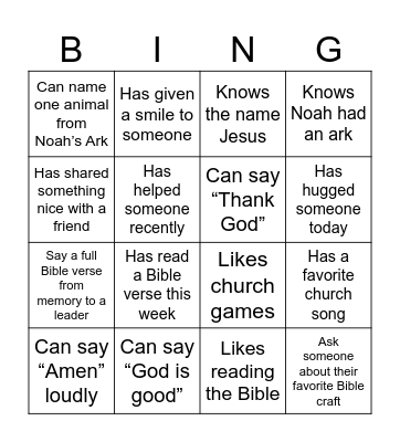 Bible Bingo Card