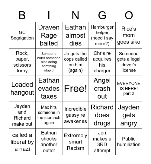 Mandem Bingo Card