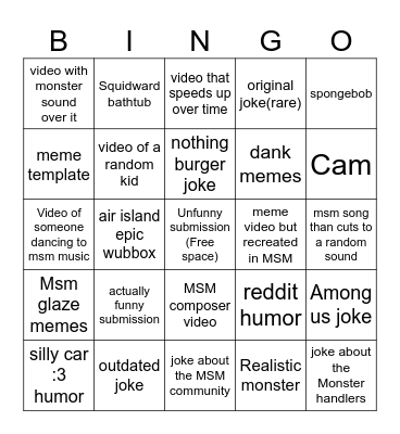 Hehe-Wowie Bingo Card