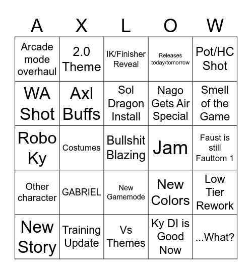 geargo Bingo Card