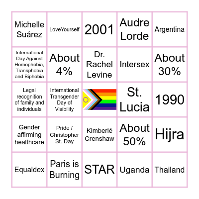 Amnesty International x QSC Trivia BINGO! Bingo Card