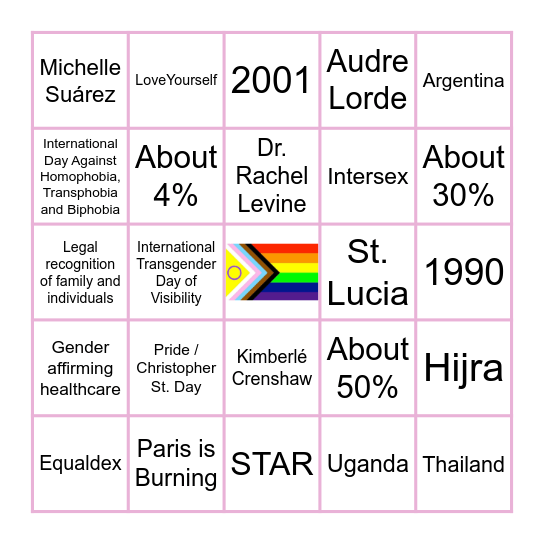 Amnesty International x QSC Trivia BINGO! Bingo Card