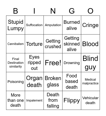 Happy Tree Friends Bingo Card