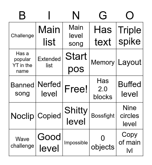 recent tab bingo Card