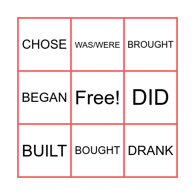 VERBS Bingo Card