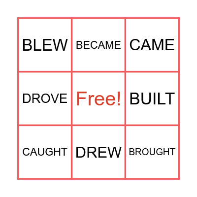 VERBS BINGO Card