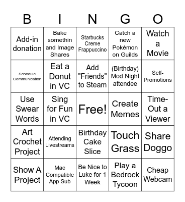 Unofficial Moderator Bingo Card