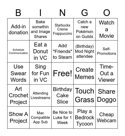 Unofficial Moderator Bingo Card