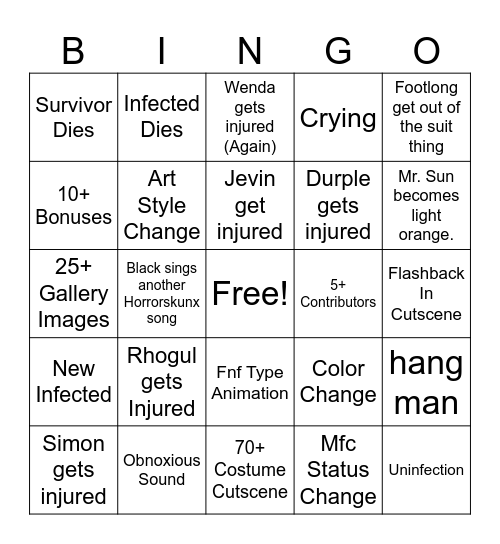 Battered and Bleak Bingo Card Bingo Card