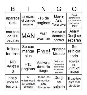 CAPITULO FINAL DE PARTE DIOS Bingo Card