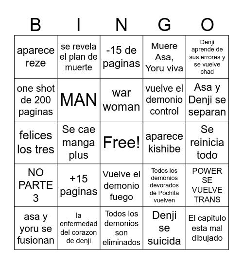 CAPITULO FINAL DE PARTE DIOS Bingo Card