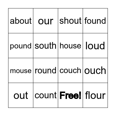 ou words Bingo Card