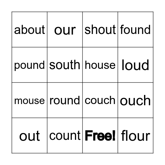 ou words Bingo Card
