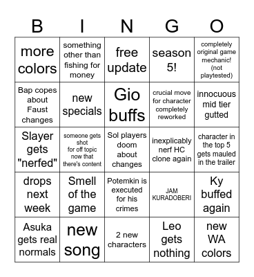 Strive 2.0 Bingo Card