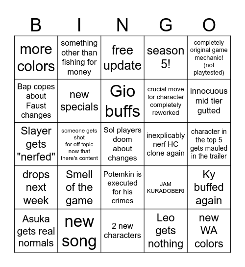 Strive 2.0 Bingo Card