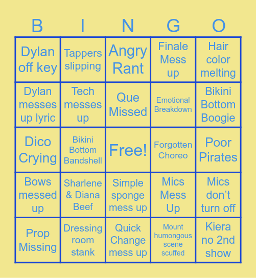 SpongeBob Parlays Bingo Card