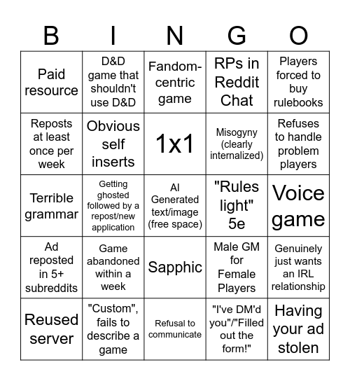 r/TABLETOPNSFW Bingo Card