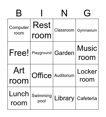 Places at school Bingo Card