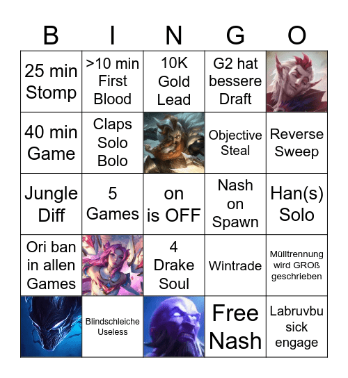 First-Stand Finale Bingo Card