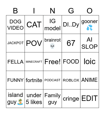reels Bingo Card