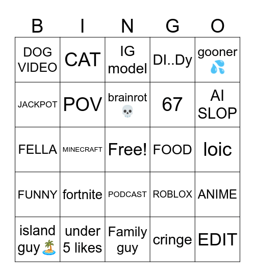 reels Bingo Card