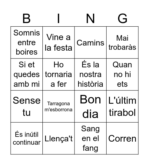 Rock català Bingo Card
