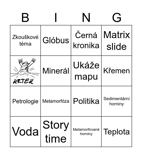 Šutrologie Bingo Card