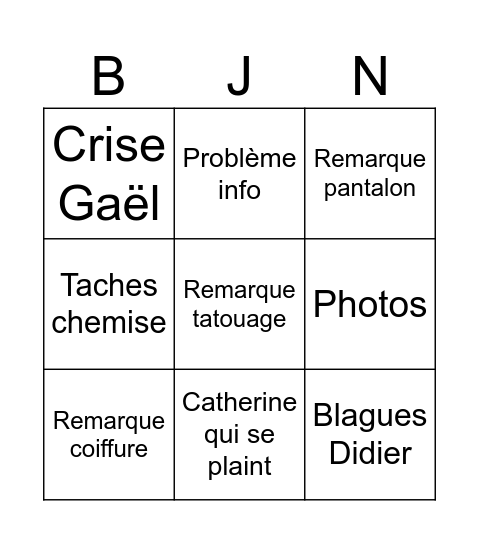 Bingo sans titre Bingo Card