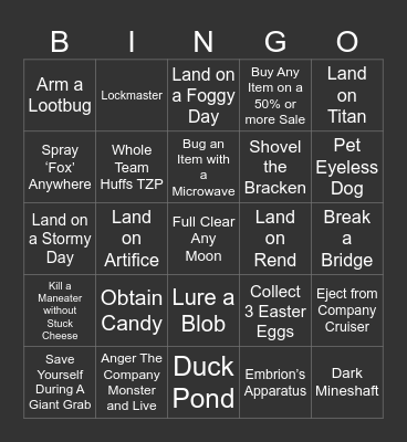 Lethal 4v4 Bingo Card