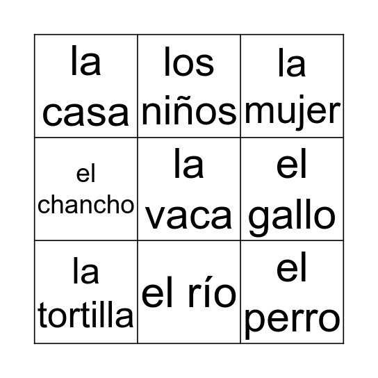 La Tortilla Corredora Bingo Card