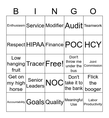 OMC Lingo Bingo Card