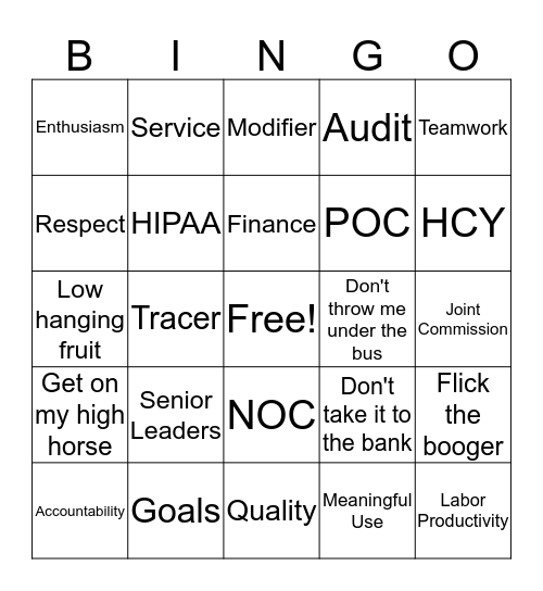 OMC Lingo Bingo Card