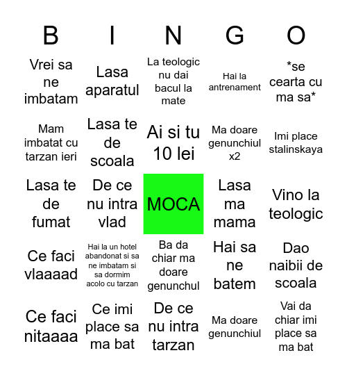 Ce faci nitaaaaaaaaaaaaaa Bingo Card