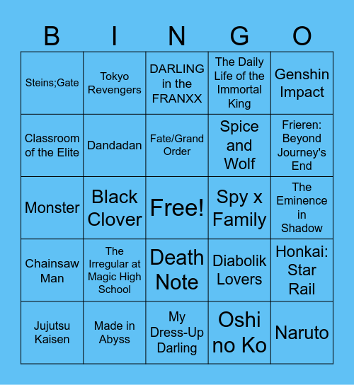 NOVA HAVEN CARD BINGO Card