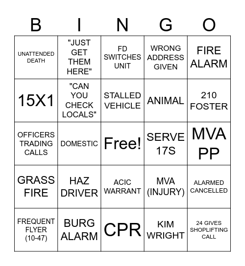 SUNDAY BINGO Card