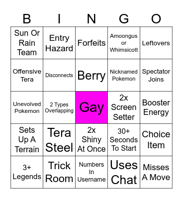 Pkmn Showdown Bingo Card