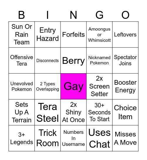 Pkmn Showdown Bingo Card