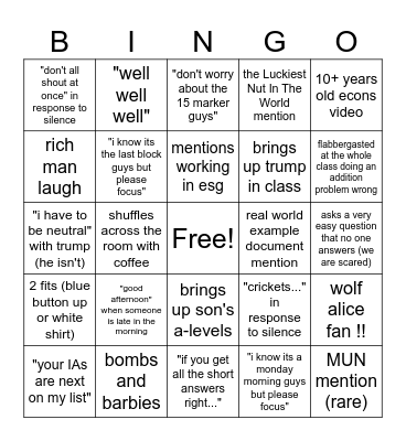 graham owens bingo ! Bingo Card