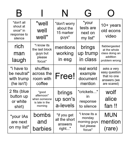 graham owens bingo ! Bingo Card