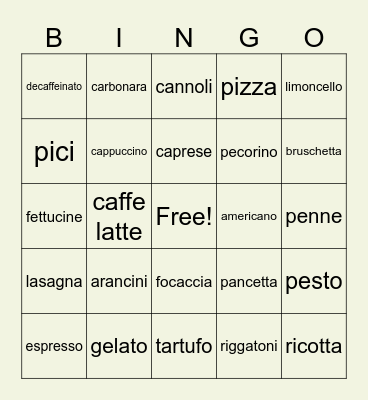 ITA CLUB BINGO Card